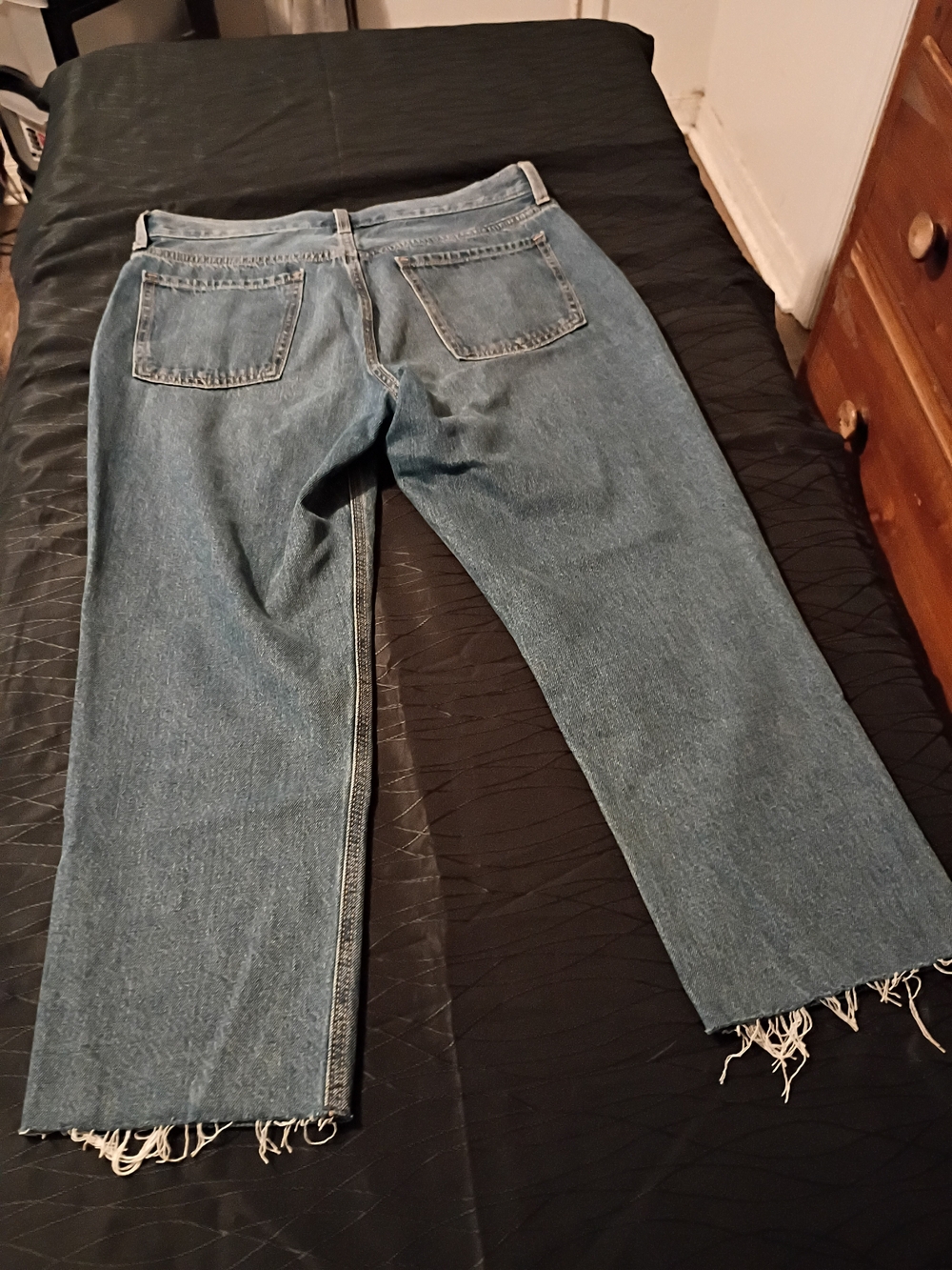 Old Navy Women's Straight-Leg Distressed Blue Jeans - Picture 2 of 3
